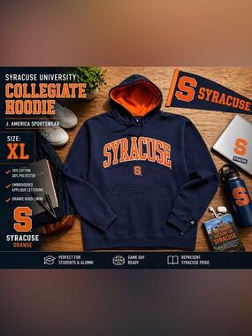 Syracuse Orange Hoodie XL Navy J America Pullover NCAA College